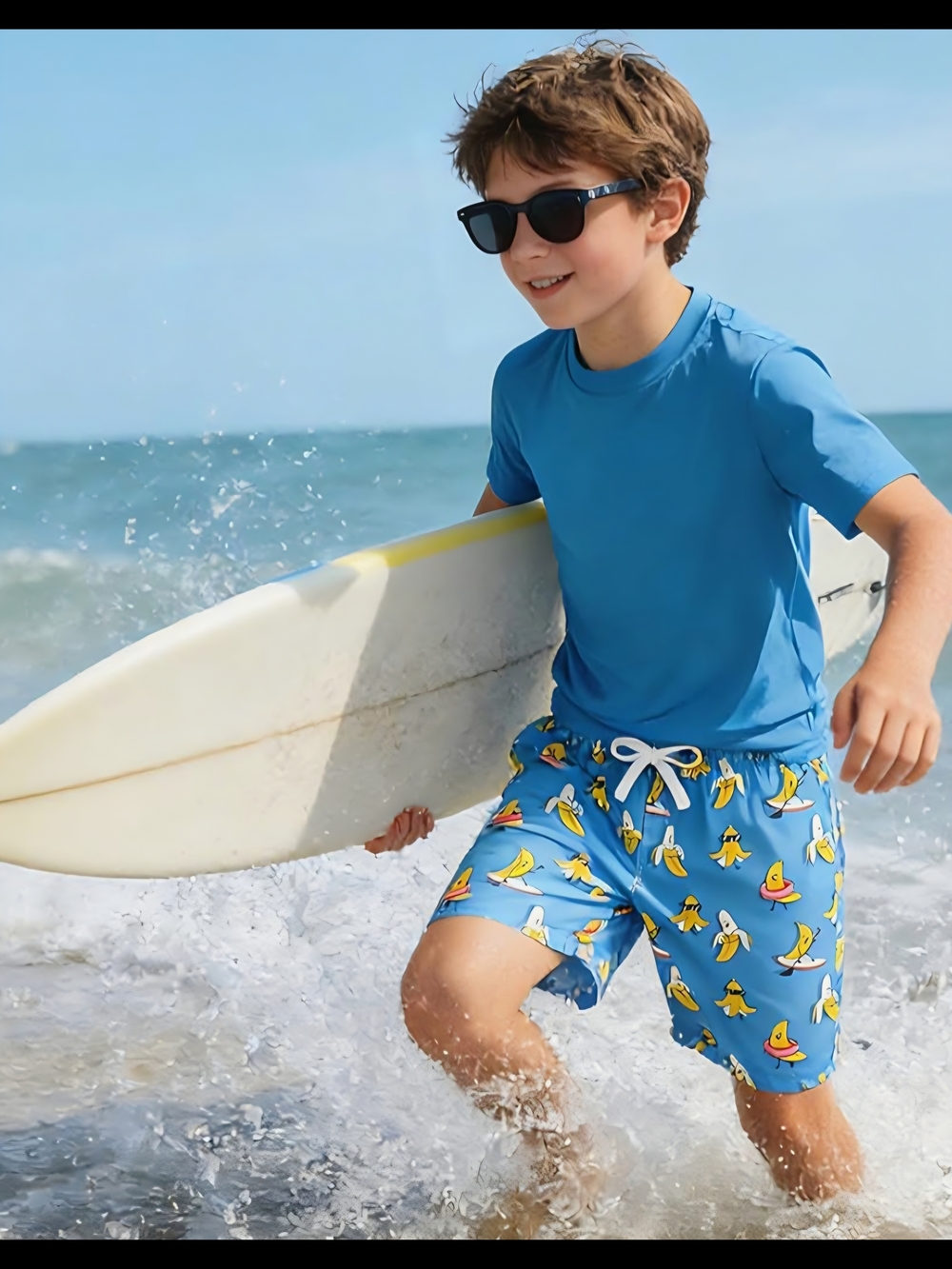 Boy's Funny Banana Swim Trunks w/ Compression Liner